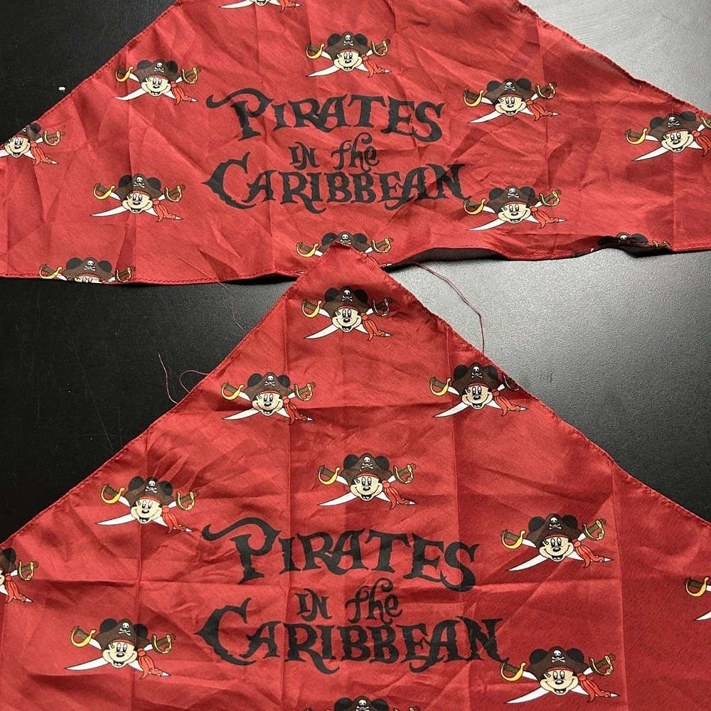 Disney Cruise Line Pirates Scarf Womens One Size‎ Red Mickey Bandana Set 2